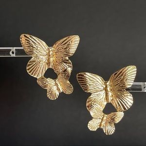 Gold Butterfly Earrings.